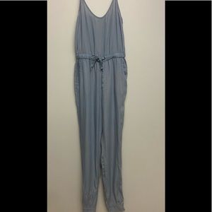 Love Tree tencel blue jumpsuit‎ Zipper Leg small.